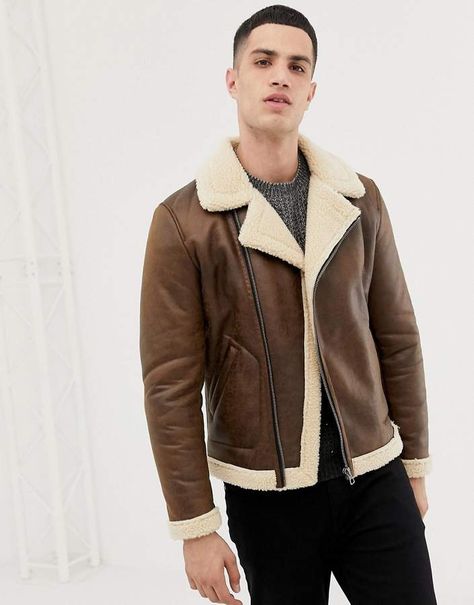 Only & Sons Aviator Jacket Aviator Jackets, Flight Jacket, Men's Coats & Jackets, Brown Coat, Tiger Of Sweden, Winter Wear, Biker Jacket, Leather Coat, Mens Coats