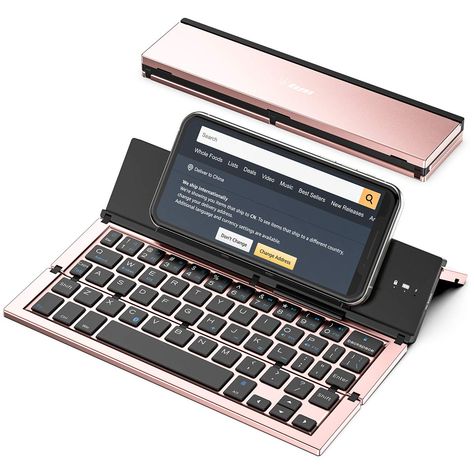 Geyes Foldable Bluetooth Keyboard,Portable Folding Wireless USB Rechargeable Keyboard for iOS,Android,Windows,Smartphone(Rose Gold) : Amazon.co.uk: Computers & Accessories Keyboard For Phone, Black And Grey Rose, Windows Tablet, Mini Keyboard, Bluetooth Keyboard, Self Service, Android Tablets, Portable Travel, Tablet Keyboard