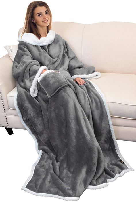 Amazon.com: Catalonia Sherpa Wearable Blanket with Sleeves Arms,Super Soft Warm Comfy Large Fleece Plush Sleeved TV Throws Wrap Robe Blanket for Adult Women and Men Grey: Home & Kitchen Blanket With Arms, Blanket With Sleeves, Snuggle Blanket, Sherpa Throw Blankets, Arm Sleeves, Hoodie Blanket, Blanket Wrap, Wearable Blanket, Oversized Pullover