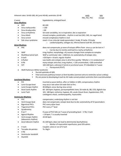 Cardiac Rhythm Cheat Sheet Printable | EKG_cheat_sheet Cardiac Rhythms Cheat Sheets, Cardiac Dysrhythmias, Ekg Technician, Ekg Interpretation, Paramedic School, Cardiac Rhythms, Nursing Cheat, Nursing Information, Nursing Fun