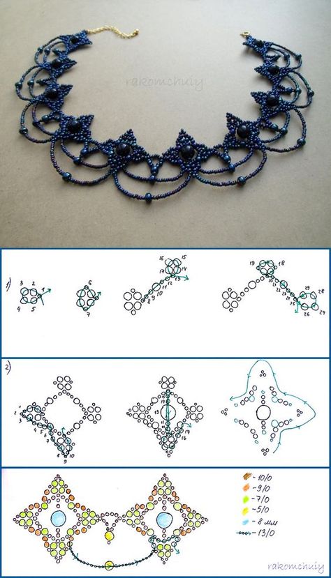 Beaded Jewelry Patterns Tutorials Free, Beaded Lace Necklace, Beaded Collar Necklace Patterns, Seed Bead Patterns Free Bracelets, Bead Necklace Patterns, Diy Necklace Patterns, Seed Bead Patterns Free, Beaded Necklace Patterns, Beading Netting