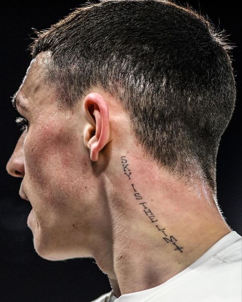 Phil Foden Tattoo, Perseverance Tattoo, Phil Foden, Man City, Behind Ear Tattoo, Neymar, Tatting, Tattoo Ideas, Football