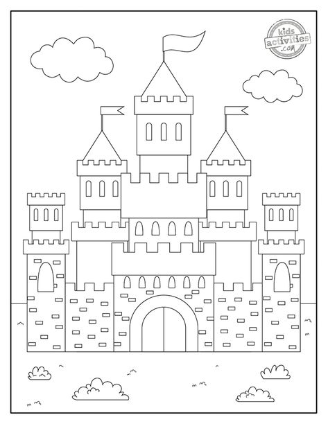 Paper Castle Template, Castle Art Projects, Paper Castle, Castle Coloring Page, Castle Crafts, Kids Castle, Free Kids Coloring Pages, Disneyland Castle, Castle Pictures