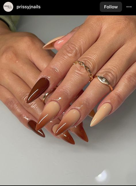 Brown Nails Design, Cute Nails For Fall, Fall Acrylic Nails, Almond Acrylic Nails, Winter Nail Designs, Autumn Nails, Unique Nails, Fire Nails, Nails Short