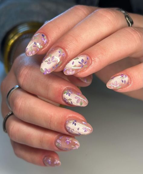 Nail Designs Cat Eye, Nail Vibes, Lemon Nails, Eye Flower, Short Fake Nails, Purple Nail Designs, Nails Now, Purple Nail, Long Nail