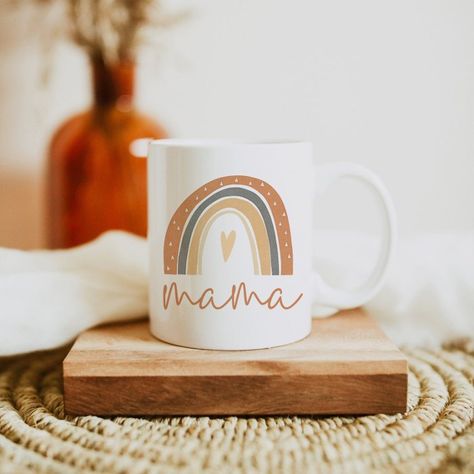 ANSLEY Boho Burnt Orange Rainbow Heart Mama Coffee Mug - Baby Shower Orange Rainbow, Orange Terracotta, Mama Mug, Rainbow Coffee, Bohemian Rainbow, Cadeau Baby Shower, Mother's Day Mugs, Mom Baby, Gifts For Your Mom