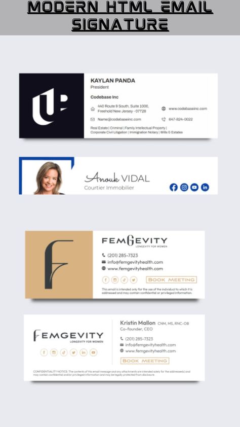 Modern clickable HTML email signature design Outlook Signature Design, Email Id Name Ideas, Professional Email Example, Professional Email Writing, Outlook Signature, Html Email Signature, Professional Email Signature, Email Signature Design, Email Writing