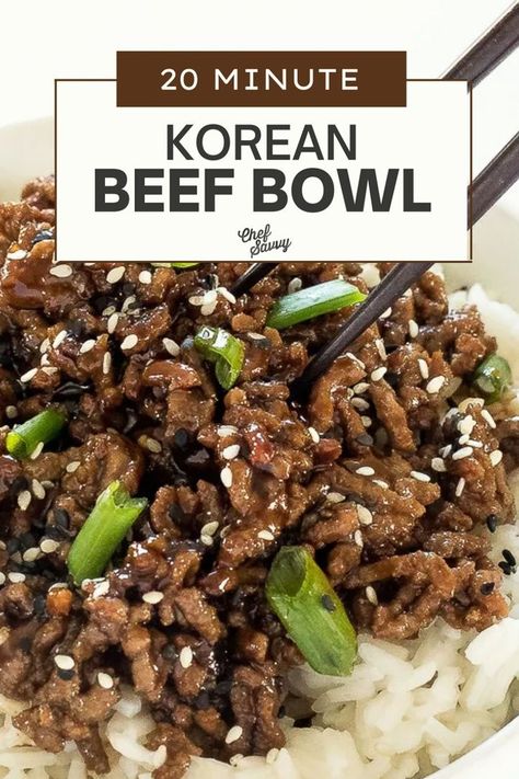 Korean Beef Bowl Recipe, Easy Korean Beef, Asian Recipes Healthy, Beef Bowl Recipe, Healthy Low Calorie Dinner, Korean Beef Recipes, Korean Bulgogi, Korean Beef Bowl, Chef Savvy