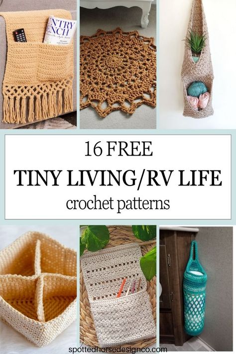 Crochet Rv Accessories, Camping Crochet Patterns, Crochet Camping Gear, Crochet Car Basket Free Pattern, Crochet Wall Organizer Free Pattern, Crochet Desk Accessories Free Patterns, Bohemian Crochet Patterns Free, Road Trip Crochet Projects, Crochet Camping Ideas