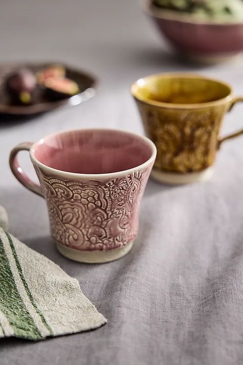 Thanksgiving Table | Terrain Anthropologie Mugs, Lantern Stand, Purple Succulents, Teak Armchair, Citronella Candles, Entertaining Essentials, Glaze Ceramics, Thanksgiving Table Decorations, Harvest Decorations