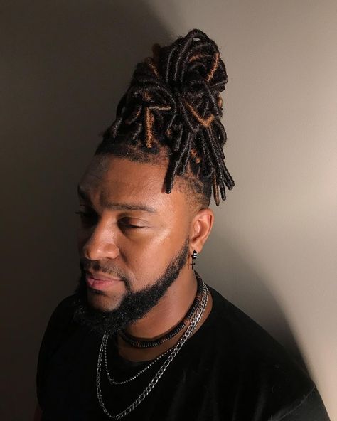 Faux Locs Men, Faux Locks, Instagram Men, Goddess Locs, Man Bun, Black Hairstyles, Braided Bun, Loc Styles, Faux Locs