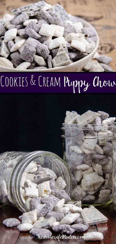 Cookies and Cream Muddy Buddies: Delicious & Easy Puppy Chow Cookies, Chex Mix Recipes Original, Puppy Chow Chex Mix Recipe, Chow Puppy, Chex Mix Puppy Chow, Muddy Buddies Recipe, New Year's Desserts, Puppy Chow Recipes, Chex Mix Recipes