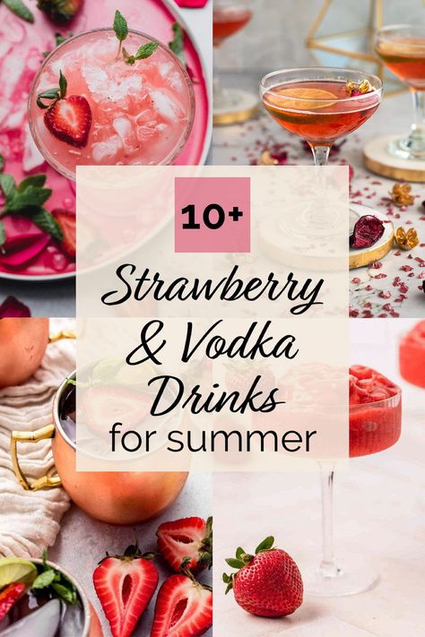 These strawberry vodka drinks are the best cocktails to make this spring & summer. Infused with fresh strawberry flavor, any one of these vodka-based recipes is perfect for sipping on on a warm summer night, or for serving for an afternoon barbecue. Strawberry Soda Cocktail, Cocktails With Fresh Strawberries, Strawberry Cocktail Recipe Summer Drinks, Drinks With Strawberry Vodka, Strawberry Alcohol Drinks Easy, Strawberry Cocktail Vodka, Strawberry Crush Drink, Fresh Strawberry Cocktail, Fresh Strawberry Drinks Alcohol