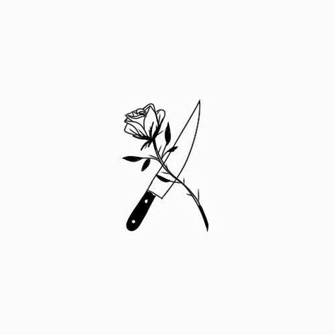 Midnight Tattoo, Knife And Rose Tattoo, Strong Tattoos, Knife Tattoo, Tattoo Zeichnungen, Inspiration Tattoos, Spooky Tattoos, Dagger Tattoo, White Drawing