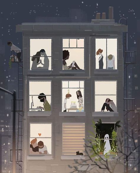 Pascal Campion, Window Drawing, Night Sky Painting, Anime City, City Drawing, Concrete Art, Canvas Painting Designs, Family Illustration, Art Programs