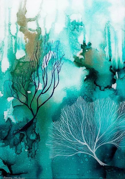 Creative Canvas Painting Ideas, Coral Art, Sea Life Art, Underwater Art, Canvas Painting Ideas, Soyut Sanat Tabloları, Alcohol Ink Painting, Sea Art, Alcohol Ink Art