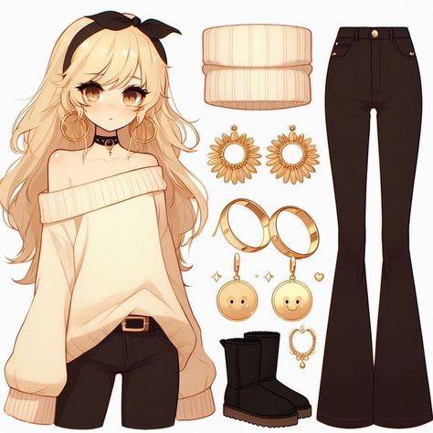 Cozy Outfit Drawing, Anime Outfit Drawing, Anime Clothes Outfits Drawing, Cute Outfit Drawings, Cute Anime Clothes, Chibi People, Anime Fashion Outfits, Cute Anime Outfits, Outfits Anime