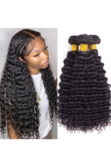 Deep Wave Human Hair Bundles 14 16 18 Inch Curly Bundles Human Hair 100% Unprocessed Brazilian Virgin Human Hair 3 Bundles 10A Wet and Wavy Bundles Human Hair Natural Black Color Wavy Bundles, Curly Bundles, Deep Wave Human Hair, Human Hair Bundles, Hair Natural, Hairstyles Ideas, Black Natural Hairstyles, Deep Wave, Hair Bundles