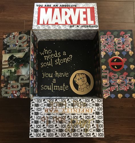 Marvel Box Gift, Marvel Gift Ideas For Boyfriend, Marvel Boyfriend Gifts, Marvel Gifts For Boyfriend, Marvel Present Ideas, Marvel Gifts For Him, Marvel Gift Ideas, Marvel Valentines, Marvel Box