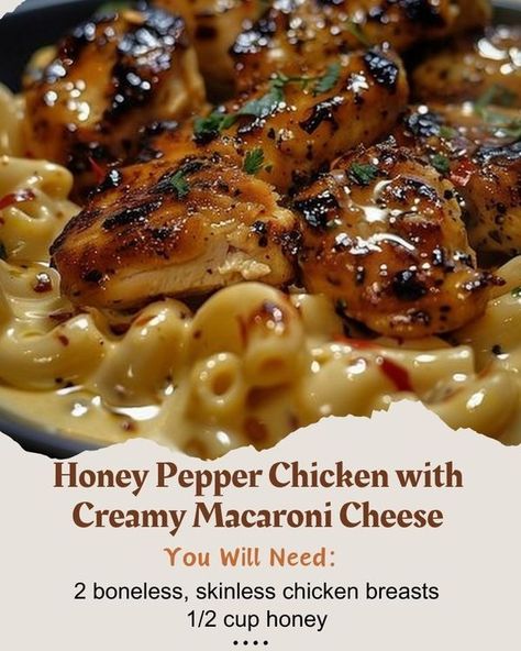 Tasty Grove Honey Pepper Chicken, Affordable Meal Prep, Spicy Honey Chicken, Chicken Macaroni, Cottagecore Recipes, Sweet And Spicy Chicken, Creamy Macaroni And Cheese, Creamy Mac And Cheese, Party Hosting