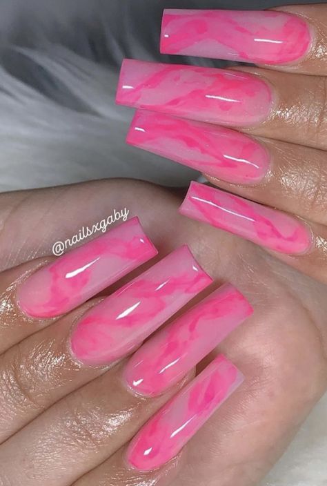 Light Pink Marble Nail Designs, Feb Nails, Pink Marble Nails, Marble Acrylic Nails, Birthday Nail, Water Marble Nails, Marble Nail Designs, Nails For Summer, Acrylic Pink