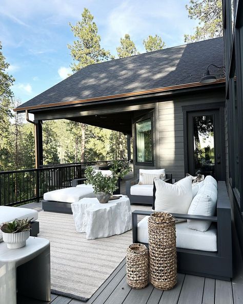 Jordyn Smith (@ourpnw_home) • Instagram photos and videos Root Coffee Table, Faux Marble Dining Table, Outdoor Gathering Space, Lake Houses Exterior, White Coffee Table, Outdoor End Tables, Outdoor Pouf, Backyard Remodel, Outside Living