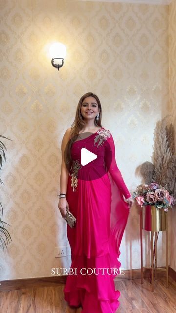 Indowestern Gown, Indowestern Gowns, Drape Gown, Drape Saree, One Shoulder Gown, Dresses Indian, Bridesmaid Outfit, Designer Dresses Indian, Instagram Fashion