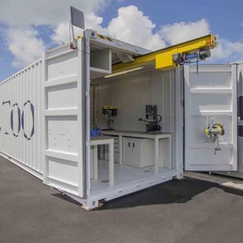 Container Workshop Unit 008 Container Workshop Design, Container Workshop, Shipping Container Workshop, Shipping Container Sheds, Cargo Home, Container Homes Cost, Mobile Workshop, Sea Containers, Container Cabin