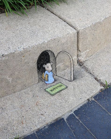 Fun Chalk Art, David Zinn, Pavement Art, Ephemeral Art, Brick Art, Sidewalk Chalk Art, Sidewalk Art, Amazing Street Art, Chalk Drawings