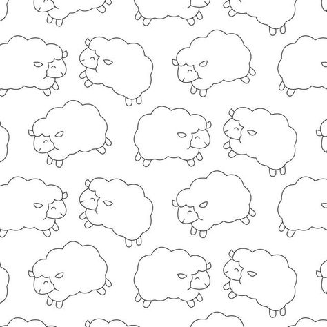 Embroidery Sheep Pattern, Sheep Drawing Illustration, Cute Sheep Tattoo, Sheep Doodles, Cute Sheep Drawing, How To Draw Sheep, Cute Sheep Art, Sheep Doodle, Sheep Outline