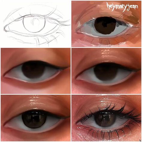 Draw An Eye, رسم كاريكاتير, Tutorial Painting, Arte Van Gogh, Digital Art Beginner, Art Tools Drawing, Sketches Tutorial, Easy Drawings Sketches, Digital Painting Tutorials