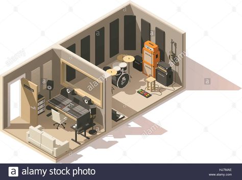 Vector isometric low poly recording studio icon Stock Vector Art & Illustration, Vector Image: 131706022 - Alamy Recording Studio Design Home, Small Recording Studio, Character Digital Art, Home Recording Studio Setup, Studio Floor Plans, Recording Studio Setup, Home Studio Ideas, Music Recording Studio, Studio Layout