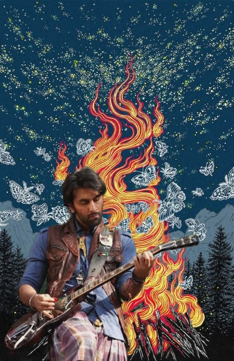 Do not repost Rockstar Movie Art, Rockstar Ranbir Kapoor, Rockstar Painting, Rockstar Movie, Tamasha Movie, Imtiaz Ali, Bollywood Aesthetics, Bollywood Wallpaper, Vintage Bollywood Aesthetic