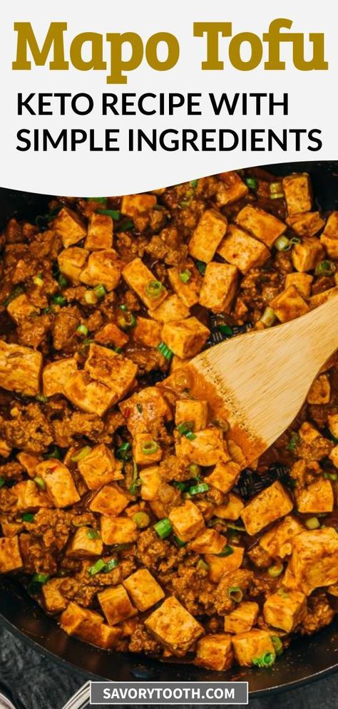 This is a quick and easy, keto version of the popular Chinese dish mapo tofu. Tofu cubes and ground meat are cooked on the stovetop with a boldly flavorful spicy sauce. This recipe is not only low carb but also easily modified for vegetarian and vegan diets. Keto Tofu Recipes Easy, Low Carb Tofu Recipes, Keto Tofu Recipes, Low Carb Tofu, Keto Tofu, Pork Chili Recipe, Mapo Tofu Recipe, Tofu Cubes, Chili Bean