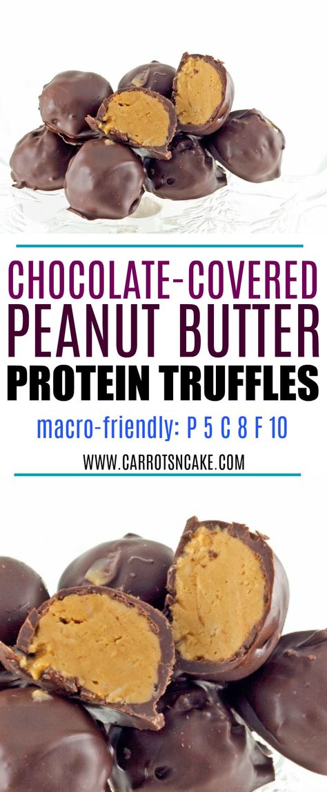 Chocolate-Covered Peanut Butter Protein Truffles – Carrots 'N' Cake Protein Truffles, Chocolate Covered Peanuts, Macro Friendly Recipes, Macro Meals, Peanut Butter Protein, Protein Snacks, The Verge, Whole Foods, High Protein Recipes