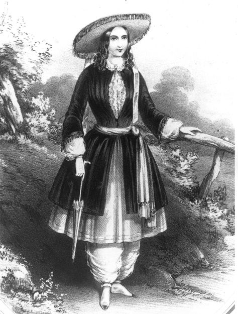 The Bloomer Costume, Amelia Bloomer, 1851. Amelia Jenks Bloomer was an American women's rights and temperance advocate. Even though she did not create the women's clothing reform style known as bloomers, her name became associated with it because of her early and strong advocacy. Born: May 27, 1818, Homer, NY Died: December 30, 1894, Council Bluffs, IA. Amelia Bloomer, Meat Dress, 1850s Fashion, Steampunk Festival, Dress History, 19th Century Fashion, Marlene Dietrich, Weird Fashion, Victorian Women