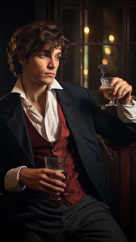 French Handsome Young Man Drinking #French #handsome #man #guy #avatar #wallpaper French Male Aesthetic, French Actors Men, French Men Handsome, Prince Face Claim, Male Noble Character Art, Victorian Male Fashion, 1910s Aesthetic, Victorian Suits, 1800s Men