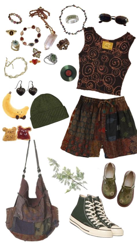 #outfit #outfitinspo #green #brown #artsy #hippy #aesthetic #vintage #stoner #yzzy Artsy Aesthetic Outfits, Hippy Aesthetic, Cute Christmas Outfits, Artsy Outfit, Earthy Outfits, B Fashion, Hippie Outfits, Summer Fashion Outfits, Aesthetic Vintage