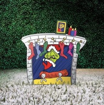 Whoville Fireplace, Grinch Fireplace, Wooden Christmas Yard Decorations, Grinch Yard Decorations, Whoville Christmas Decorations, Plywood Art, Grinch Decorations, Grinch Christmas Party, Whoville Christmas