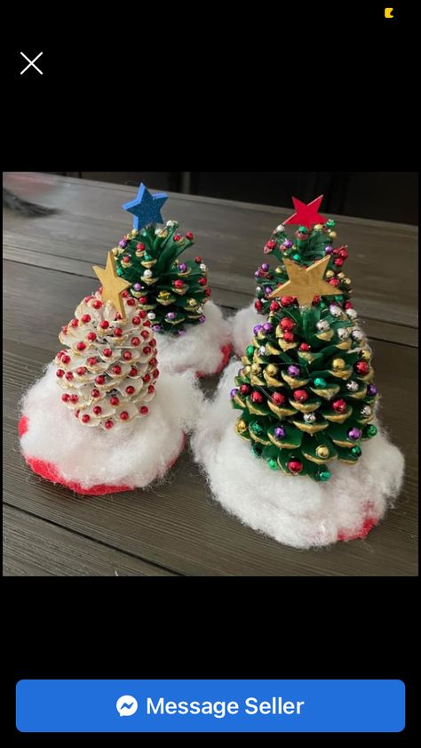 Diy Pinecone Christmas Tree, Pine Cone Crafts For Kids, Recycled Christmas Tree, Pinecone Crafts Kids, Pinecone Crafts Christmas, Diy Christmas Ornaments Easy, Preschool Christmas Crafts, Handmade Christmas Crafts, Pine Cone Decorations