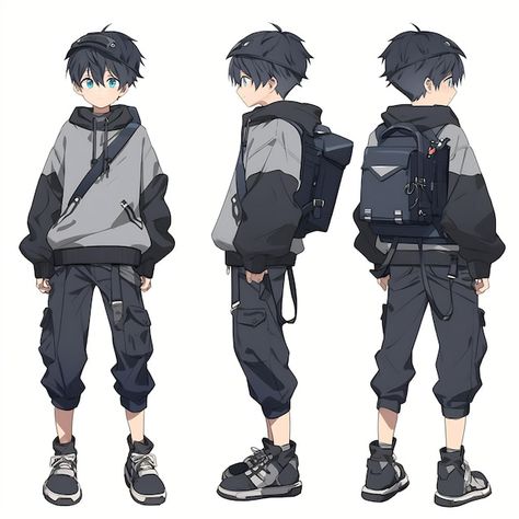 Anime Character Turnaround Sheet, Anime Man Character Design, Cool Anime Character Design, Sporty Character Design Male, Anime Character Design Boy, Teen Boy Character Design, Anime Boy Character Design, Anime Character Turnaround, Anime Male Pose