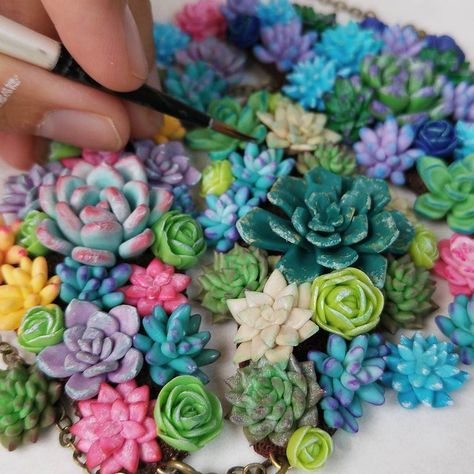 Succulents, succulents and some succulents. Did I mention … | Flickr Polymer Clay Succulent, Clay Succulents, Stephanie Kilgast, Succulent Jewelry, Polymer Flowers, Clay Jar, Polymer Clay Flower Jewelry, Polymer Clay Christmas, Polymer Crafts