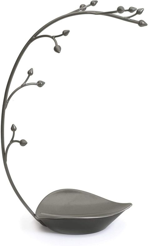 Umbra Orchid Jewelry Hanging Tree Stand - Multi-Functional Necklace Metal Holder Display Organizer Rack With a Ring Dish Tray - Great For Organization - Can Be Used As Decor, Dining Room Centerpiece Orchid Jewelry, Dining Room Centerpiece, Multi Necklace, Hook Necklace, Hanging Necklaces, Hanging Tree, Fabric Necklace, Hanging Jewelry, Necklace Holder