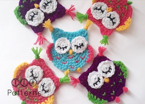 The Lazy Hobbyhopper: Crochet owl applique - free pattern Owl Crochet Pattern Free, Crochet Applique Patterns Free, Owl Applique, Crochet Owls, Owl Crochet Patterns, Crochet Owl, Crochet Bookmarks, Owl Patterns, Applique Pattern