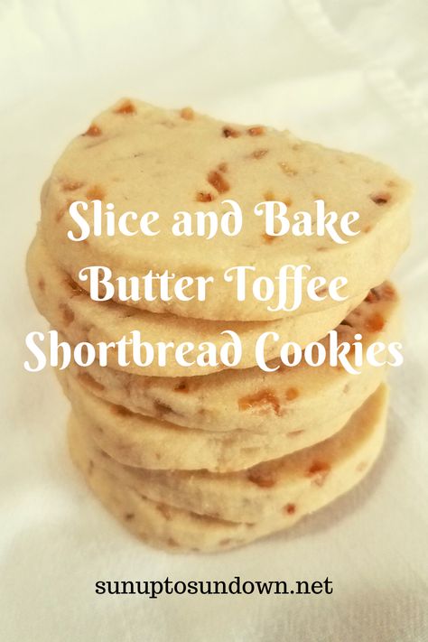 Toffee Slice And Bake Cookies, Toffee Chip Shortbread Cookies, Toffee Butter Icebox Cookies, Recipes With Toffee Chips, Shortbread Toffee Cookies, Toffee Coffee Cookies, Corn Starch Shortbread Cookie Recipes, Butter Brickle Cookies, Toffee Chip Cookies Recipe