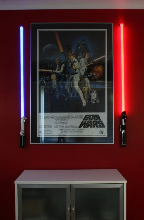 Shadow Box Diy, Star Wars Office, Star Wars Man Cave, Game Room Lighting, Star Wars Bedroom, Nerd Room, Nerd Cave, Star Wars Room, Star Wars Decor