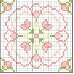 Pixel Floral Pattern, Biscornu Cross Stitch Pattern, Vintage Floral Cross Stitch Pattern, Cross Stitch Square Pattern, Round Cross Stitch Pattern, Cross Stitch Coasters, Pixel Grid, Crochet Grid, Biscornu Cross Stitch