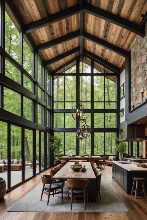 20 Modern Mountain Home Design Ideas – ToolzView House On A Creek, Lake House With Large Windows, Hygge Mountain Home, Aspen Mountain House, Mountain Home Lighting, Modern Lodge Interior Design, Modern Mountain Cabin Exterior, Modern Cabins In The Mountains, A Frame Mountain Home