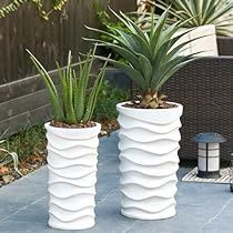 Terrazzo Design, Plant Wishlist, Garden Plant Pots, Magnesium Oxide, Handmade Planter, Handmade Pot, Indoor Outdoor Planter, Tall Planters, White Planters