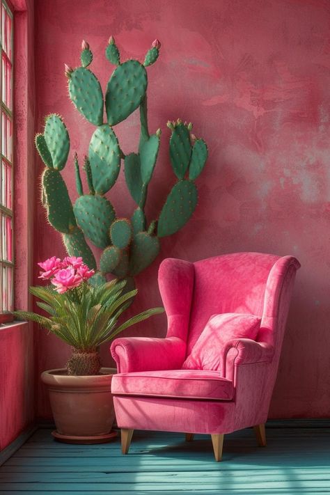 Kinds Of Cactus, Cactus Flowers, Maximalism, 인테리어 디자인, Colorful Interiors, Color Inspiration, Home Deco, Interior And Exterior, Home Interior Design